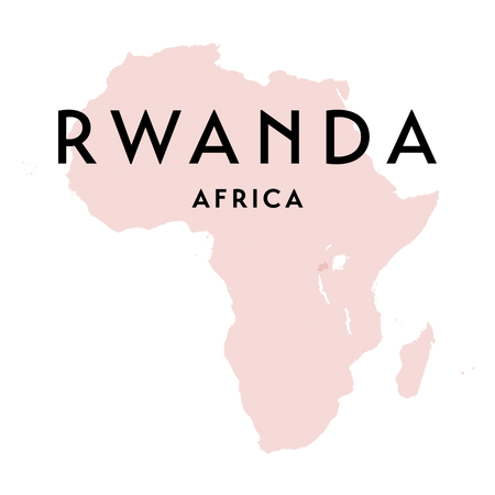 Kaffeebohnen von Simbi Kinazi, Mexico, mit Landkarte von Ruanda im Hintergrund, detailreiche Darstellung des Kaffeeprodukts.